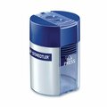 Staedtler Handheld Manual Double-Hole Cylinder Pencil Sharpener, Blue/Silver 512 001